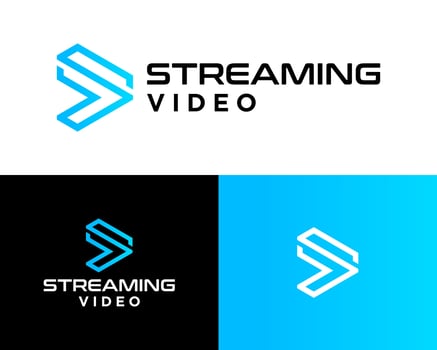Letter S monogram film video play button logo design. vector