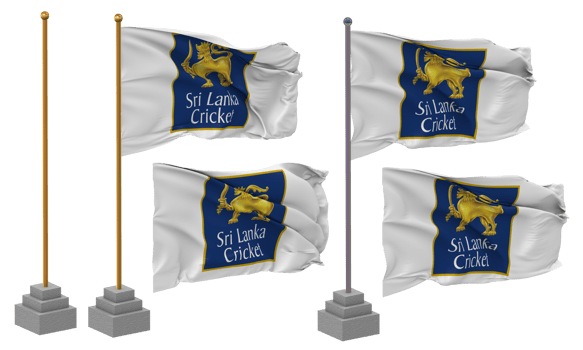 Sri Lanka Cricket, SLC Flag Waving Different Style With Stand Pole Isolated, 3D Rendering png
