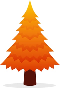 Autumn pine vector icon for fall season event. Pine tree in fall season for mid autumn festival. Fall season pine tree for icon, sign, symbol or decoration. Christmas tree in autumn