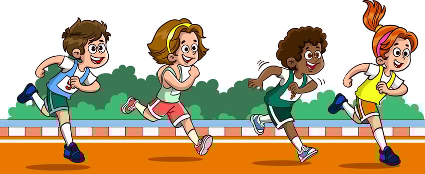vector illustration of kids running race