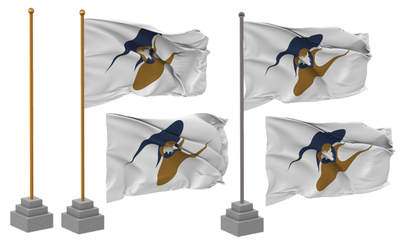 Eurasian Economic Union, EAEU, EEU Flag Waving Different Style With Stand Pole Isolated, 3D Rendering png