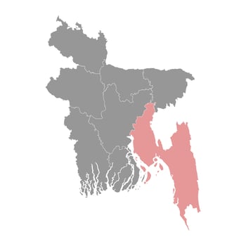 Chittagong division map, administrative division of Bangladesh. vector