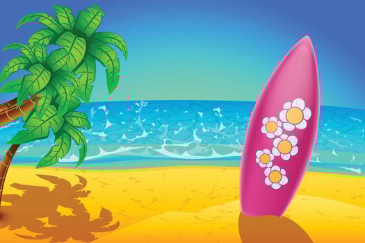 surfboard single on beach vector