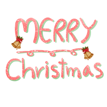 merry christmas lettering with bell isolated on transparent background png