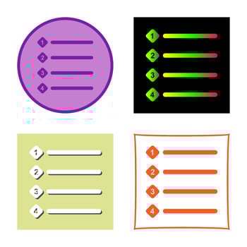 Unique Numbered list Vector Icon