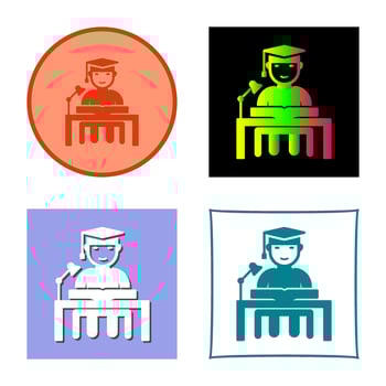 Unique Studying on Desk Vector Icon