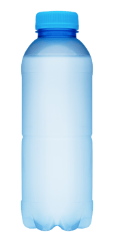 Blue translucent plastic drinking water bottle png