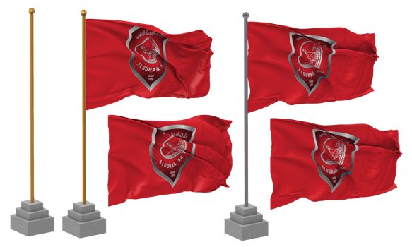 Al Duhail Sports Club Flag Waving Different Style With Stand Pole Isolated, 3D Rendering png