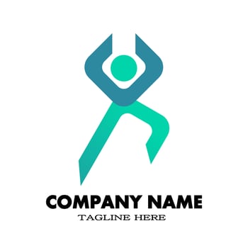 Healthy life or abstract people logo with blue and tosca. Gym, fitness, running, active, fitness, sports, dance. vector