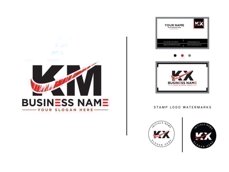 Km, Km Logo Icon, Modern KM Brush Letter Logo vector