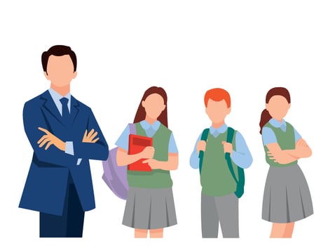 vector illustration of students in different postures