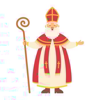 Saint Nicholas or Sinterklaas. December 6. Happy Saint Nicholas Day. Vector illustration.