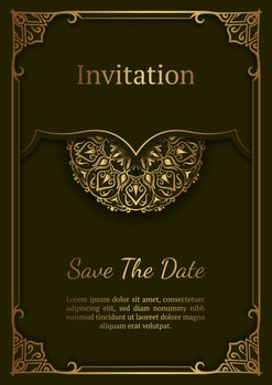 vintage invitation card, with mandala ornament vector