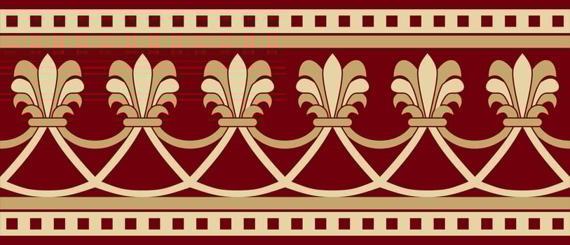 Vector endless red and gold national persian ornament. Seamless frame, border ethnic pattern of Iranian civilization