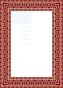 Vector gold and red square Egyptian ornament. Endless Rectangle, Ring of Ancient Egypt. Geometric African frame