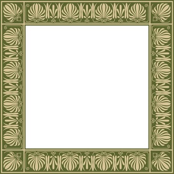 Vector golden and green square classic greek ornament. European ornament. Border, frame Ancient Greece, Roman Empire