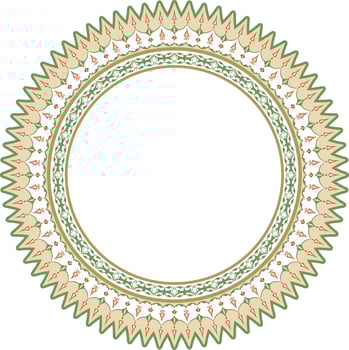 Vector colored round Turkish ornament. Ottoman circle, ring, frame