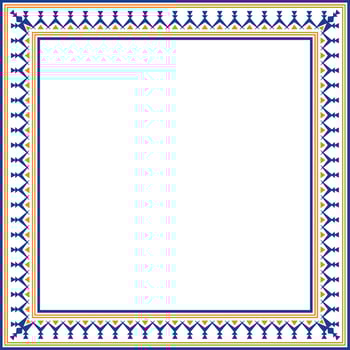 Vector colored square Yakut ornament. Infinite rectangle, border, frame of the northern peoples of the Far East