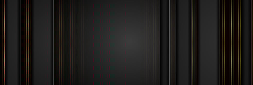 Black stripes and golden lines abstract technology background vector