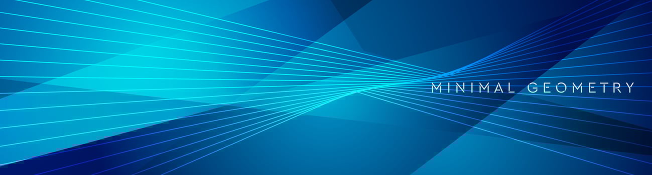 Minimal blue geometry banner with stripes and lines vector