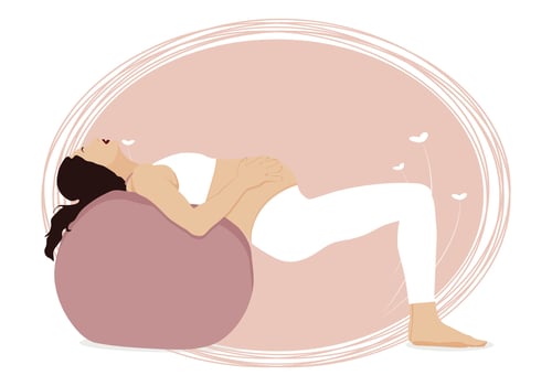 Pregnant woman doing yoga. Pregnant woman in the background. Vector illustration
