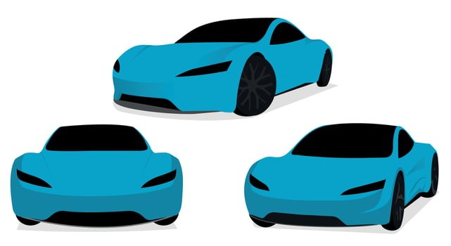 Realistic car isolated on white. Vector car illustration. Set the car from all sides.