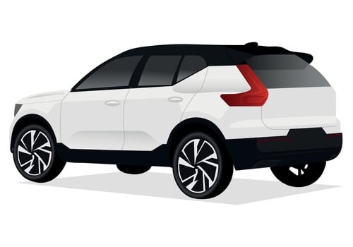 Realistic car isolated on white. Vector car illustration. Set the car from all sides.