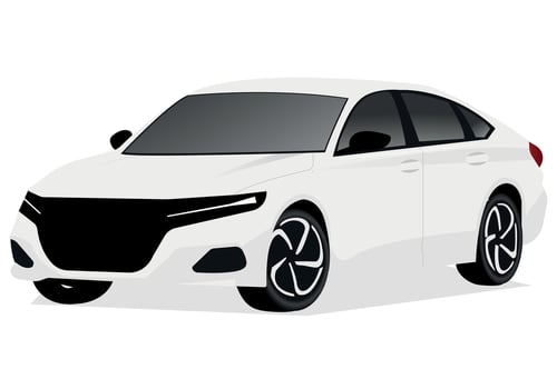 Realistic car isolated on white. Vector car illustration. Set the car from all sides.