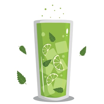 glass of water with leaf. mojito cocktail in a glass. vector illustration