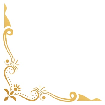 Gold vintage baroque corner ornament retro pattern antique style acanthus. Decorative design element filigree calligraphy. You can use for wedding decoration of greeting card and laser cutting. vector