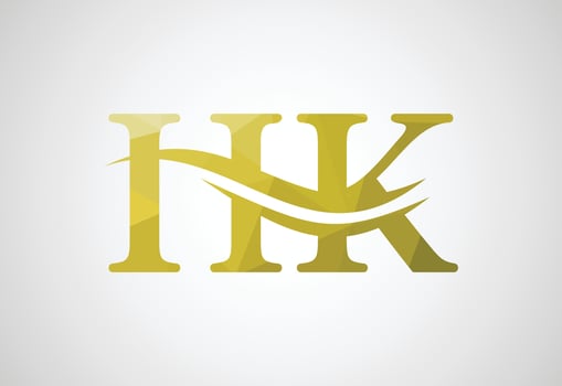 Low Poly and Alphabets HK letter logo design with creative sign, Vector illustration