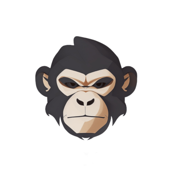 Monkey head logo illustration PNG transparent background ai generative
