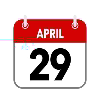 29 April, calendar date icon on white background. vector