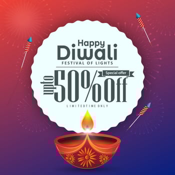 Attractive discount advertisement banner design for Diwali festival celebration. vector