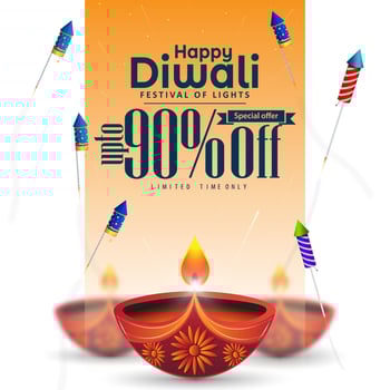 Attractive discount advertisement banner design for Diwali festival celebration. vector
