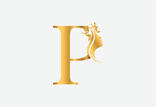 beauty monogram letter P woman silhouette logo design vector
