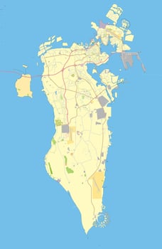 Bahrain map with labels in Arabic vector