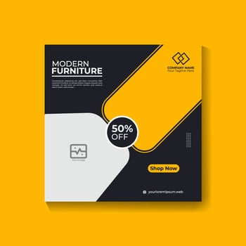 Social media post template for furniture sale vector