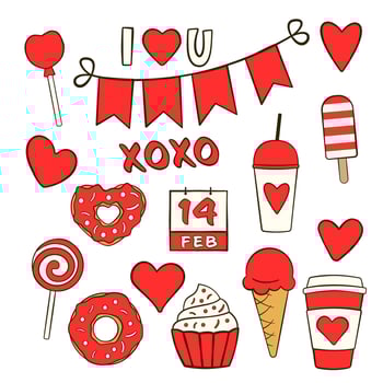 Set of Valentine's Day flat icons vector