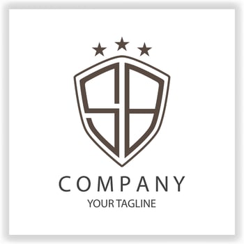 SB Logo monogram with shield shape isolated black colors on outline design template premium elegant template vector eps 10