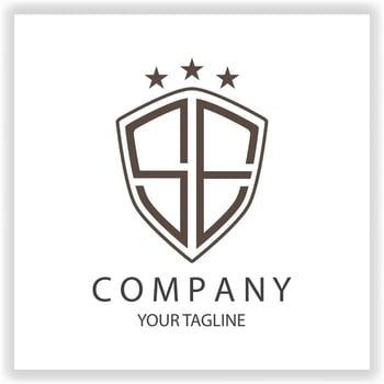 SE Logo monogram with shield shape isolated black colors on outline design template premium elegant template vector eps 10