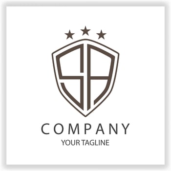 SA Logo monogram with shield shape isolated black colors on outline design template premium elegant template vector eps 10