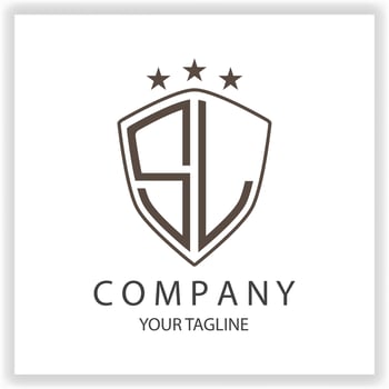 SL Logo monogram with shield shape isolated black colors on outline design template premium elegant template vector eps 10