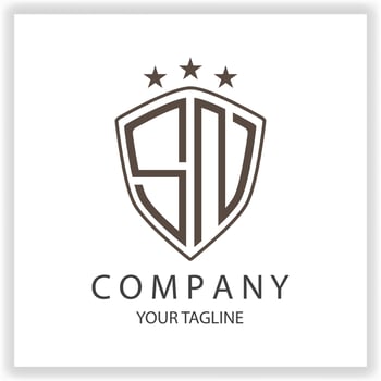 SN Logo monogram with shield shape isolated black colors on outline design template premium elegant template vector eps 10