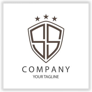 SS Logo monogram with shield shape isolated black colors on outline design template premium elegant template vector eps 10