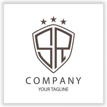 SR Logo monogram with shield shape isolated black colors on outline design template premium elegant template vector eps 10