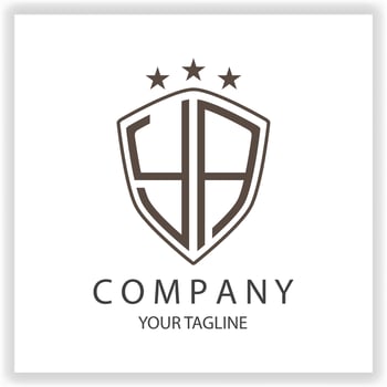 YA Logo monogram with shield shape isolated black colors on outline design template premium elegant template vector eps 10