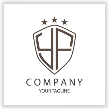 YF Logo monogram with shield shape isolated black colors on outline design template premium elegant template vector eps 10