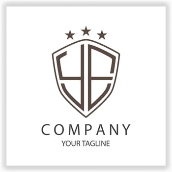 YE Logo monogram with shield shape isolated black colors on outline design template premium elegant template vector eps 10