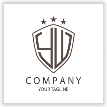 YW Logo monogram with shield shape isolated black colors on outline design template premium elegant template vector eps 10